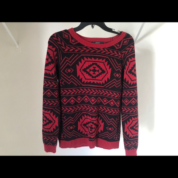 Patterned red and black sweater Forever 21 small - Picture 1 of 5